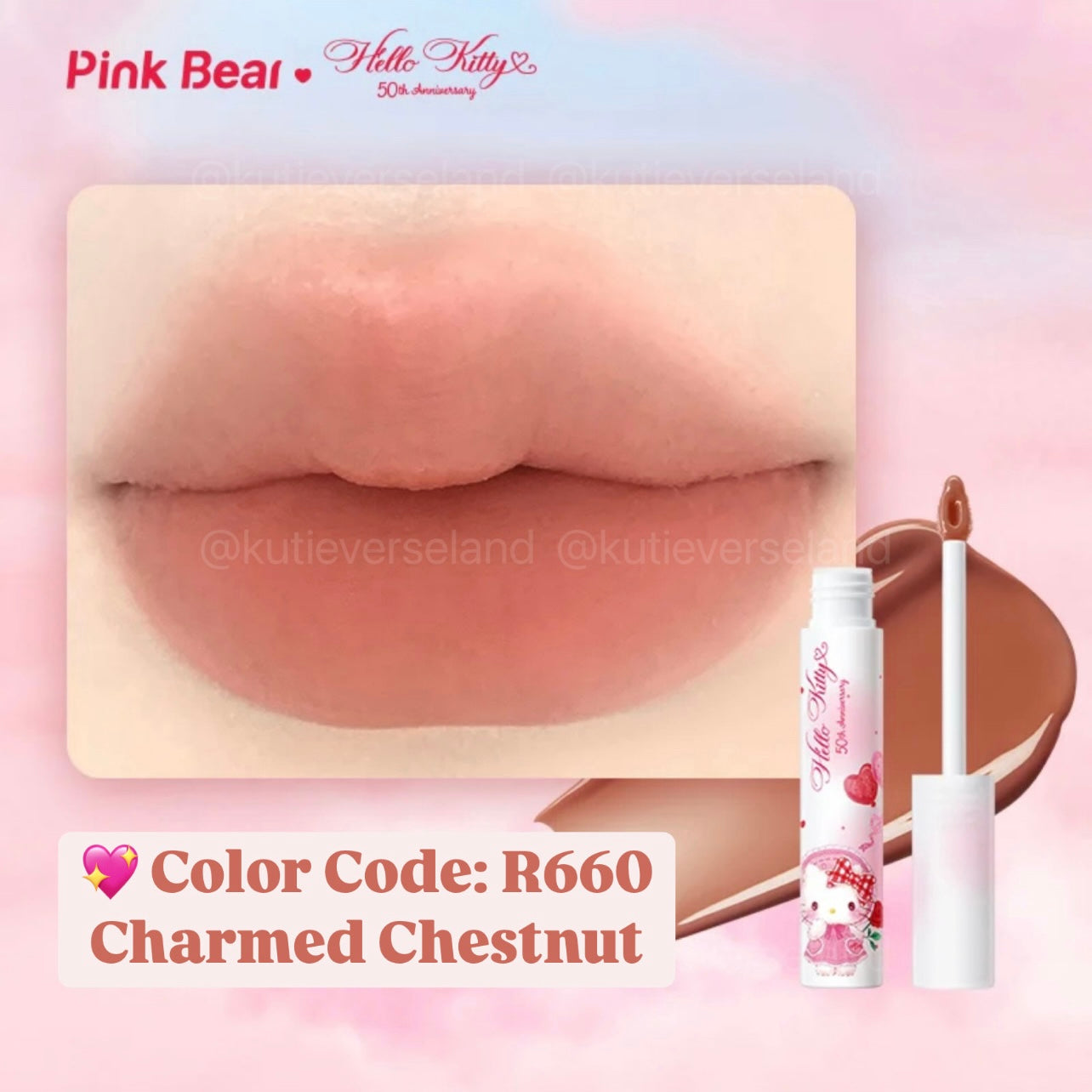 [Limited Edition] Cute Cartoon Coquette Pink Bear x Kitty Lip Tint Collections