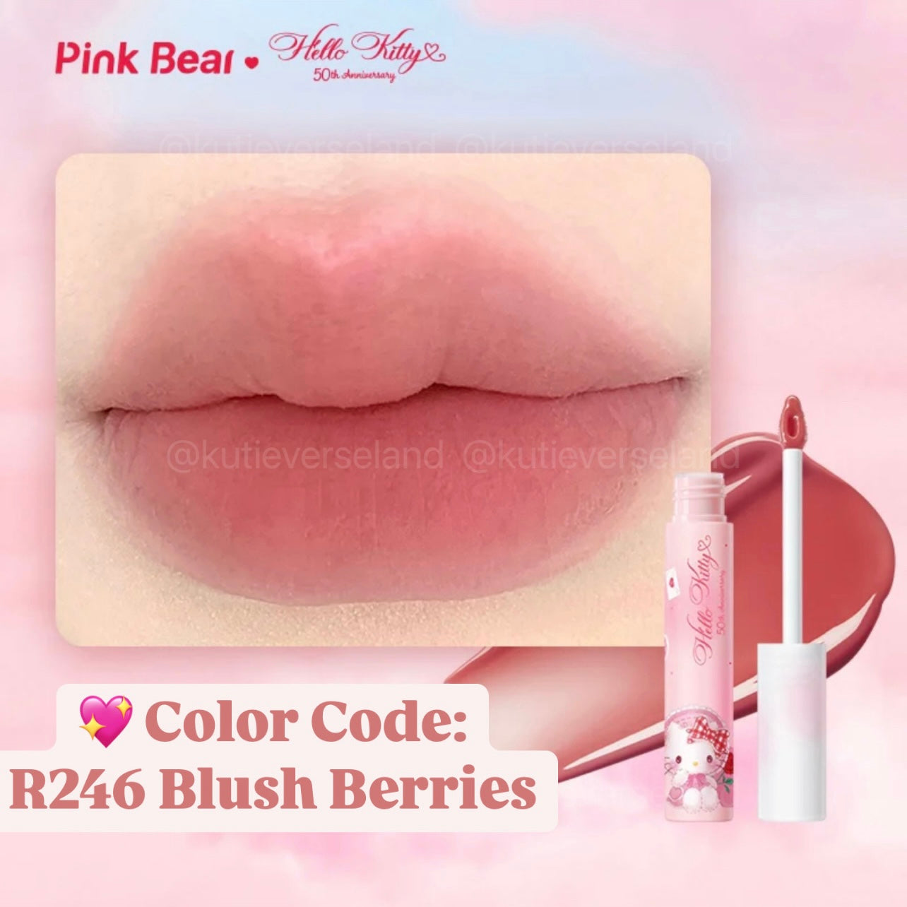 [Limited Edition] Cute Cartoon Coquette Pink Bear x Kitty Lip Tint Collections