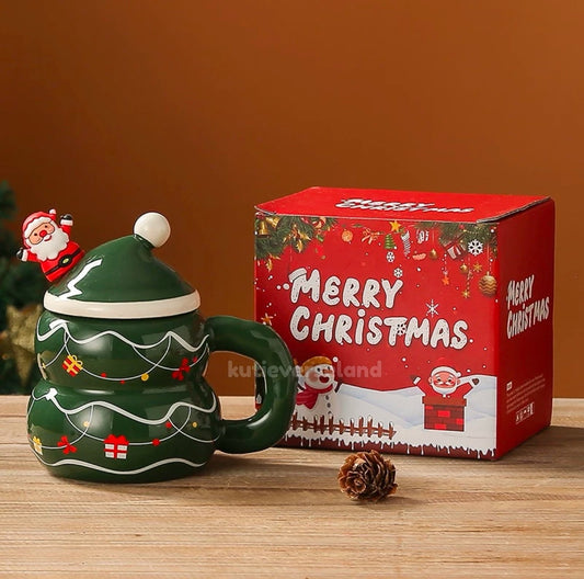 [Seasonal Favorites] Cute 3D Christmas Tree Santa Ceramic Mug Christmas Gift Set