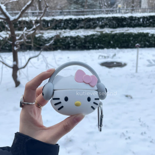 Cute Cartoon Headphone Cat KTY Silicone AirPods Case