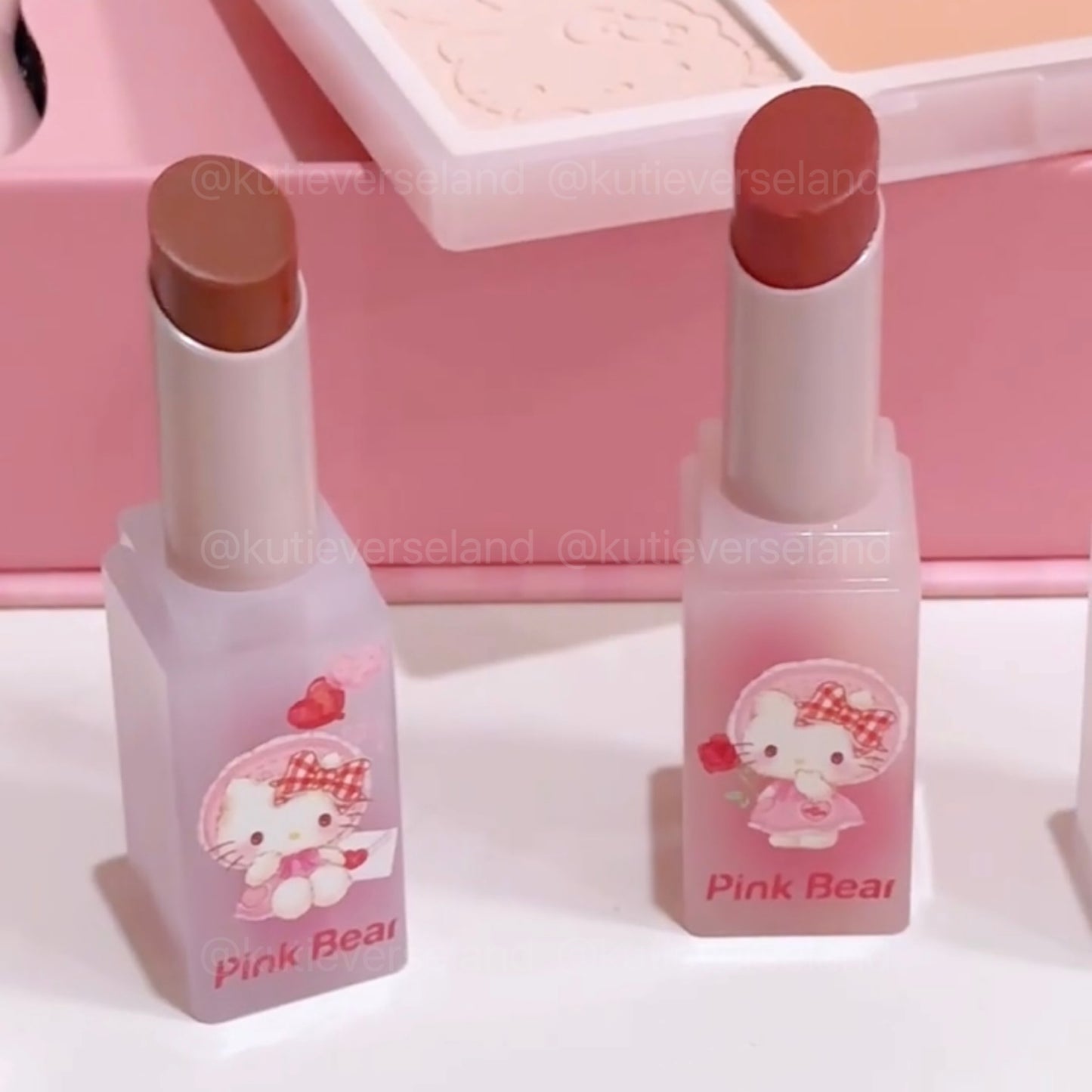 [Edición limitada] Lindas colecciones de lápices labiales de dibujos animados de oso rosa y gatito