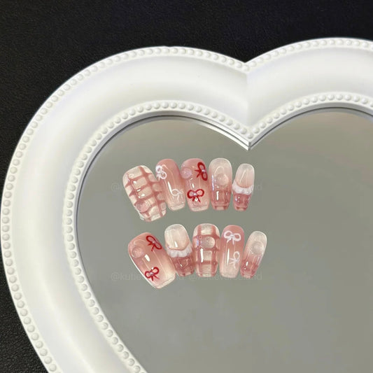 Cherry Soda Pop Ribbons Nails Set