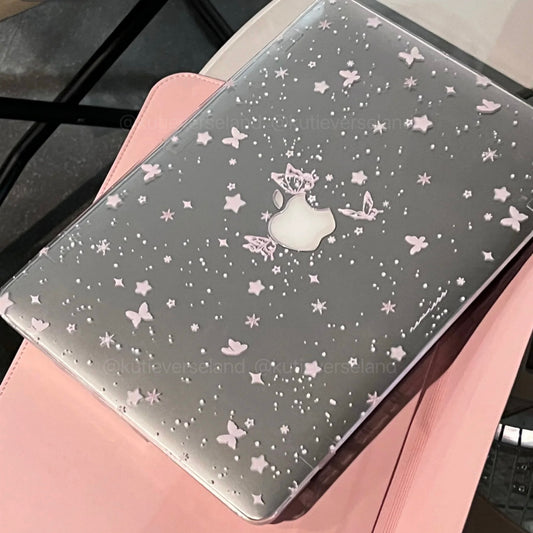 Coquette Cute Butterflies Stars Galaxy MacBook Clear Case