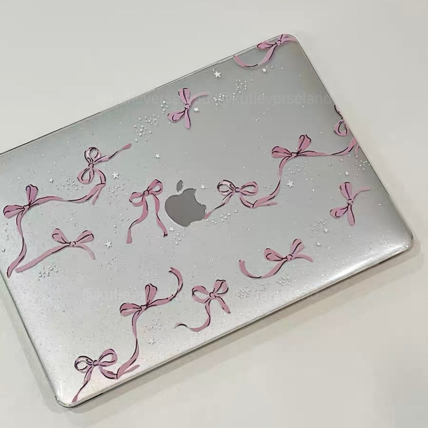 Cute Coquette Bow Ribbon Glitter Stars MacBook Clear Case