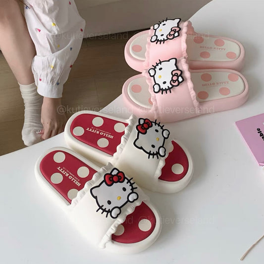 Cute Cartoon Cat KTY Polka Dots Slippers Collection