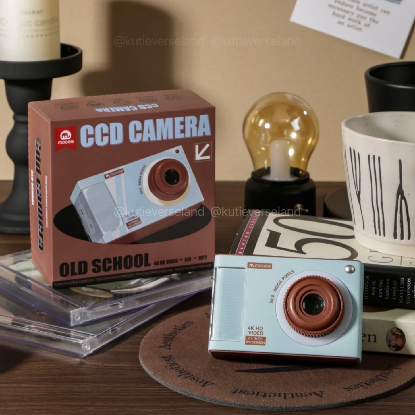 Caméra CCD rétro pour enfants, style vintage, avec mini-jeux et éclairage LED