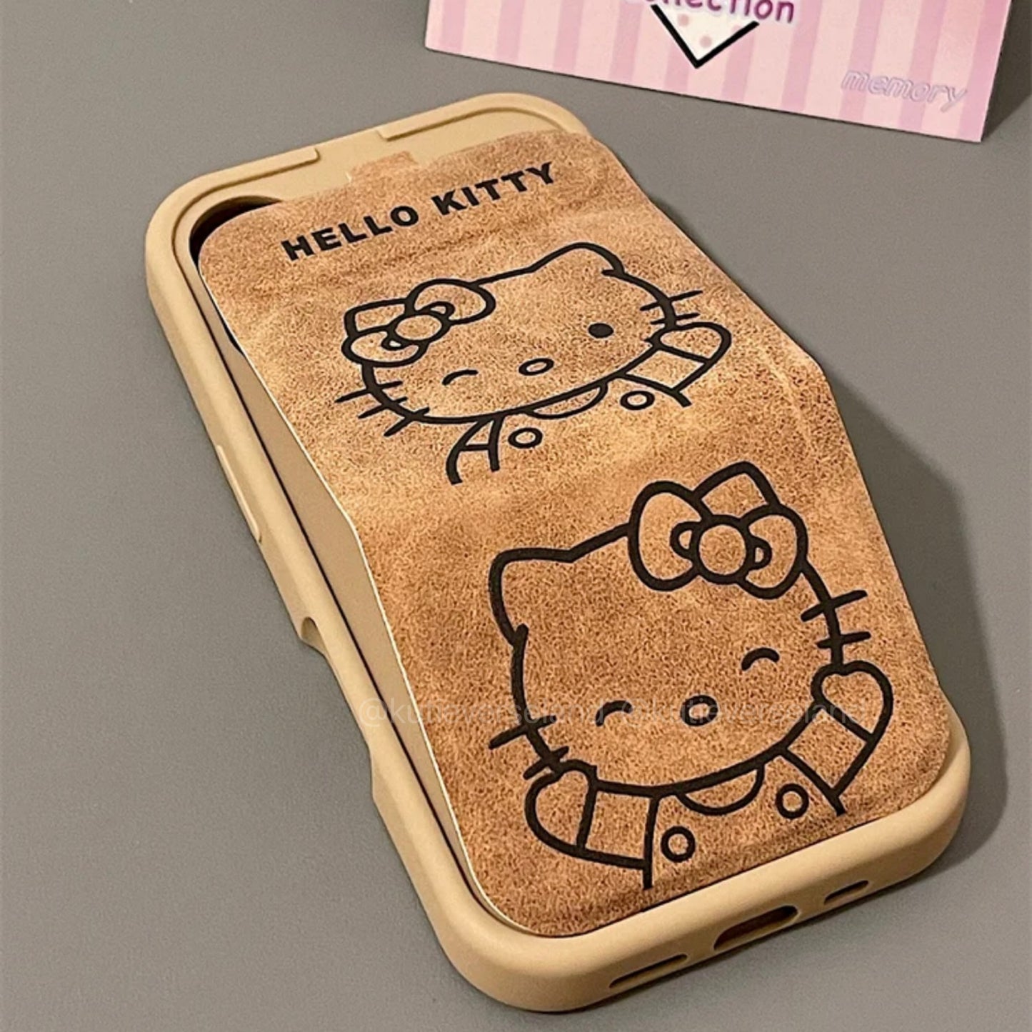 Étui à rabat KTY pour iPhone avec motif chat joyeux et clin d'œil marron et dessin animé mignon