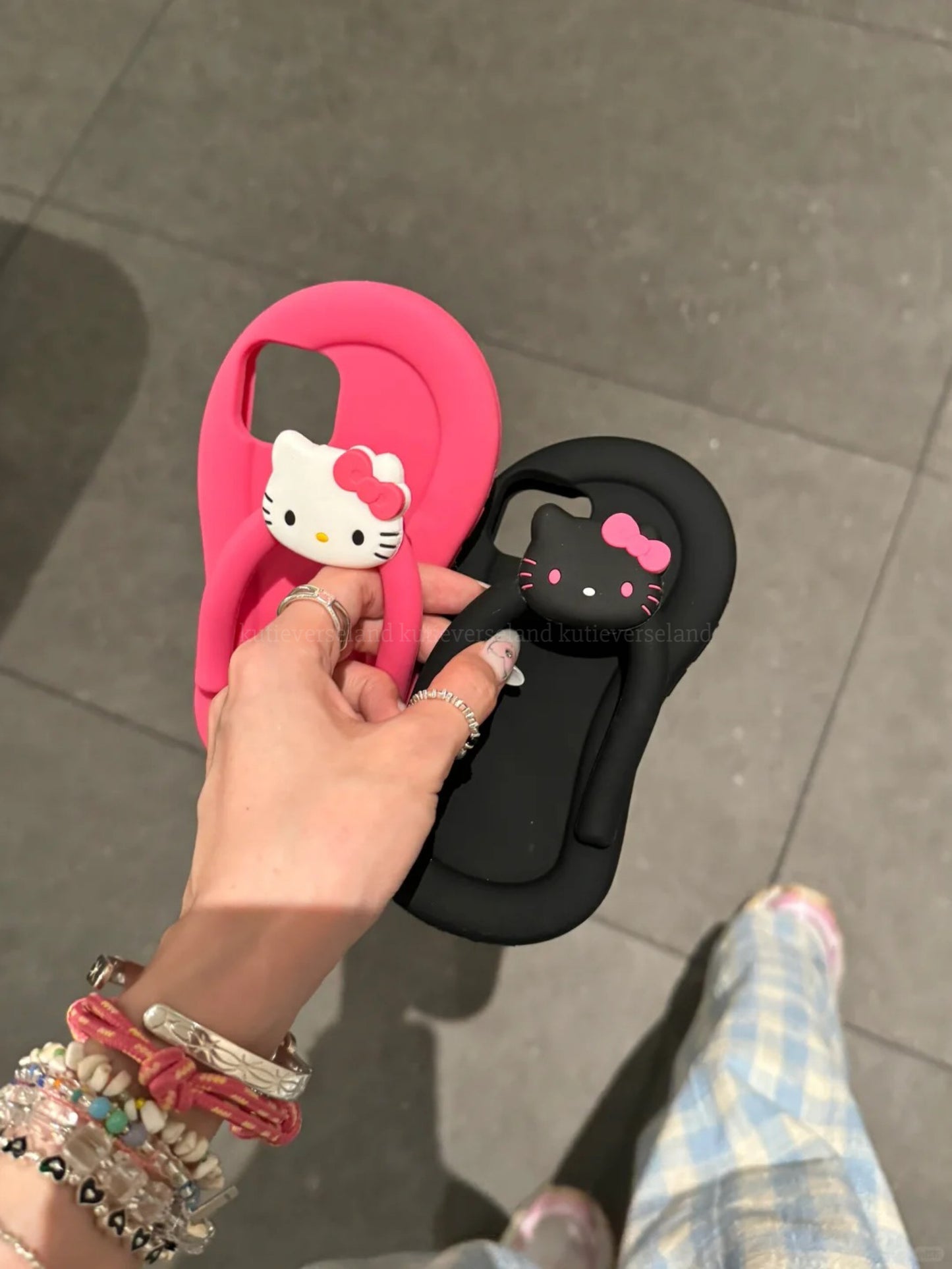 Cute Cartoon Cat KTY Slippers Silicone Soft iPhone Case