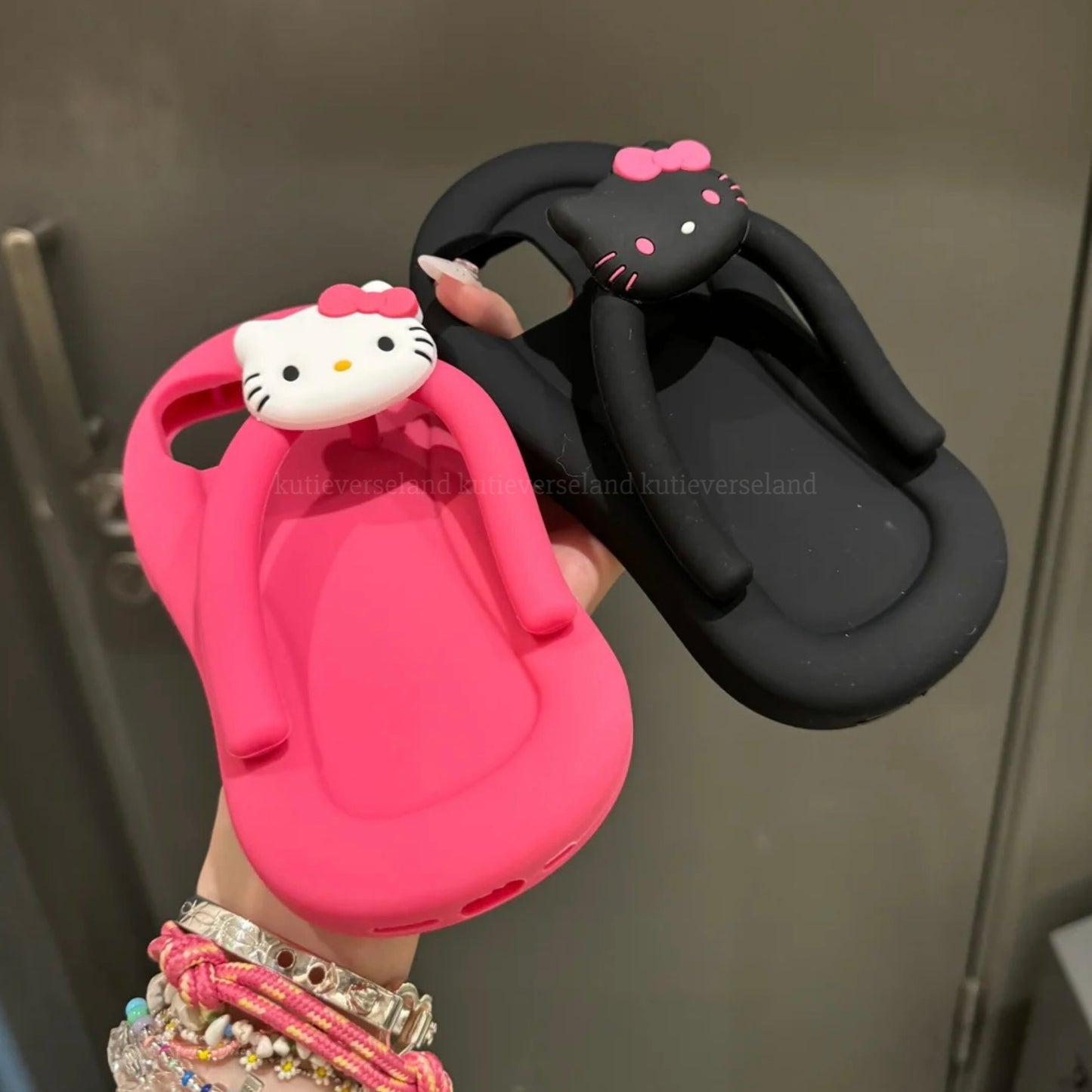 Cute Cartoon Cat KTY Slippers Silicone Soft iPhone Case