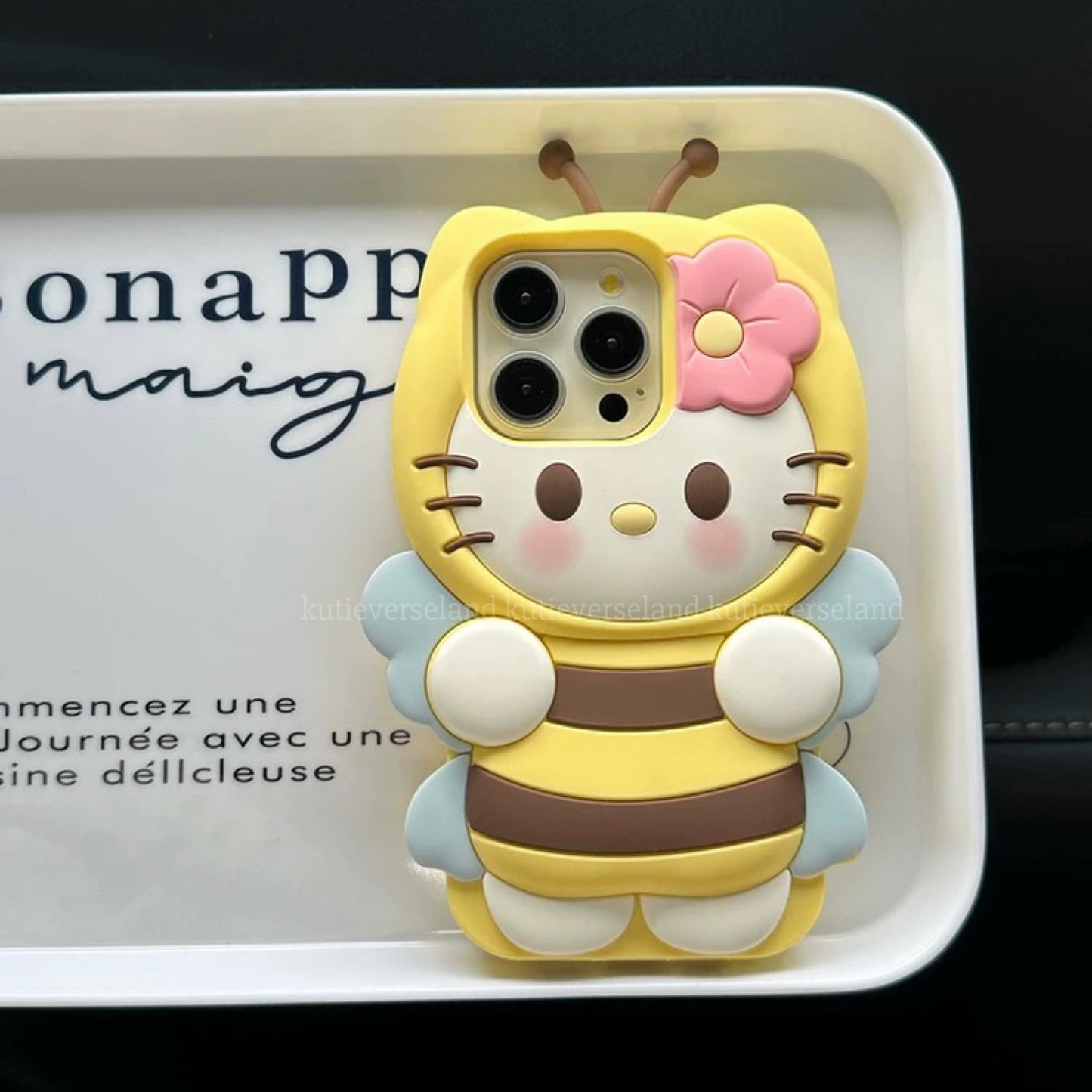 Cute Cartoon Cat KTY Floral Bee Silicone Soft iPhone Case