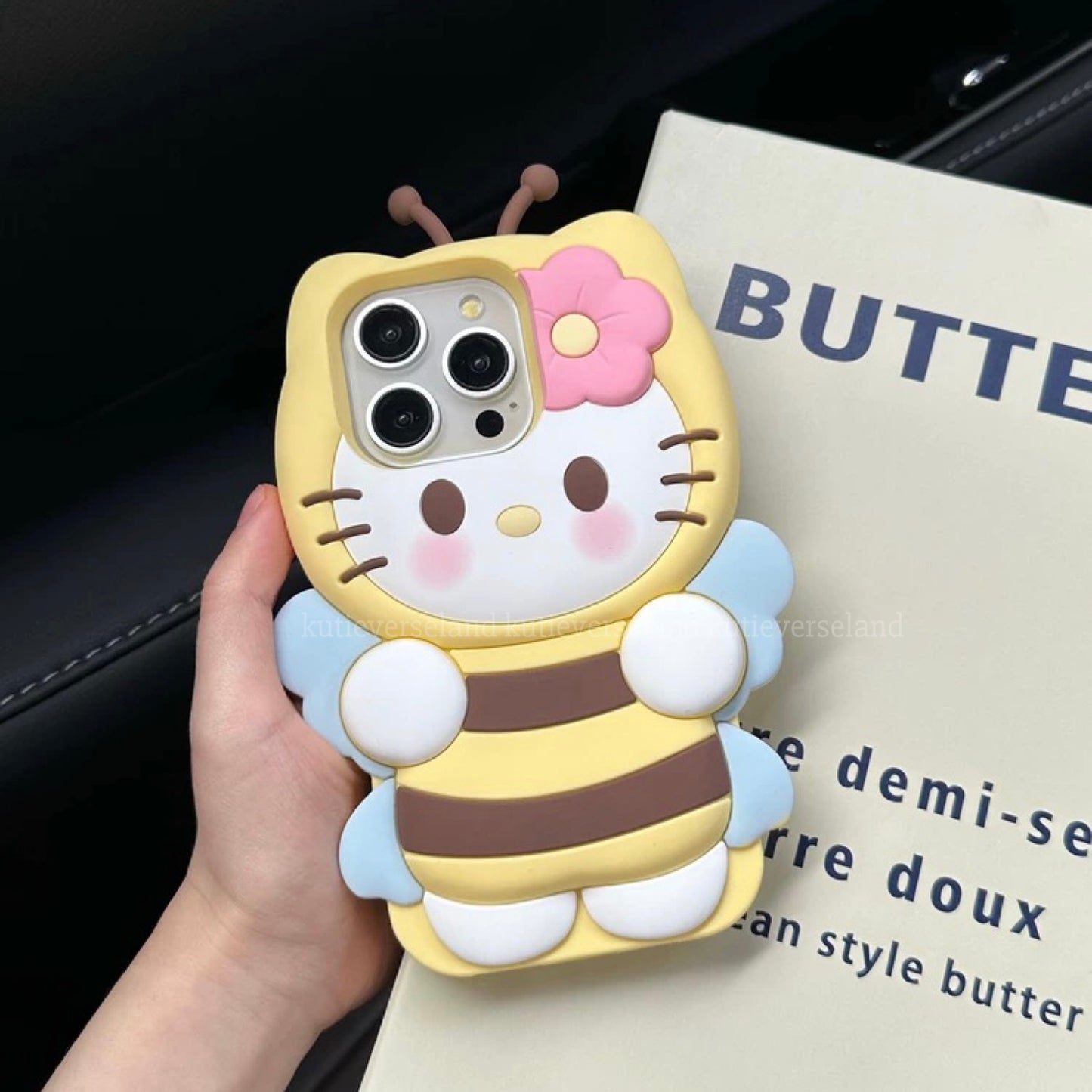 Cute Cartoon Cat KTY Floral Bee Silicone Soft iPhone Case