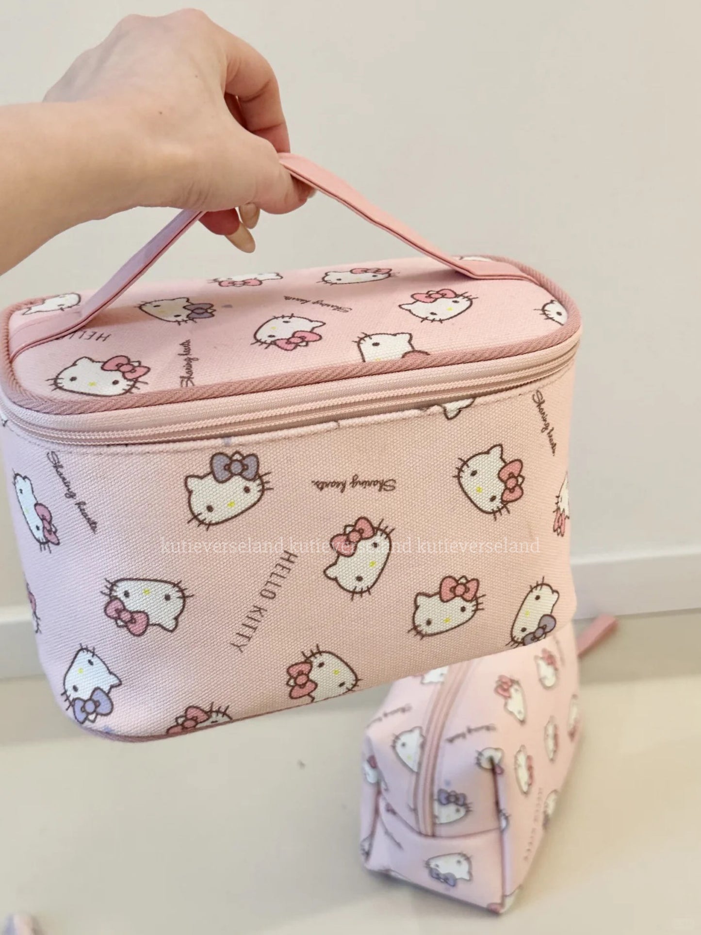 Cute Cartoon Cat KTY Handmade Makeup Pouch Storage Bag