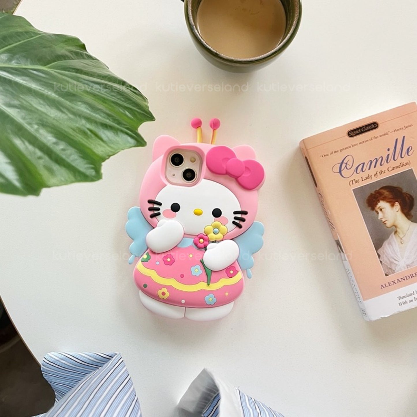 Cute Cartoon Cat KTY Floral Angel Silicone Soft iPhone Case