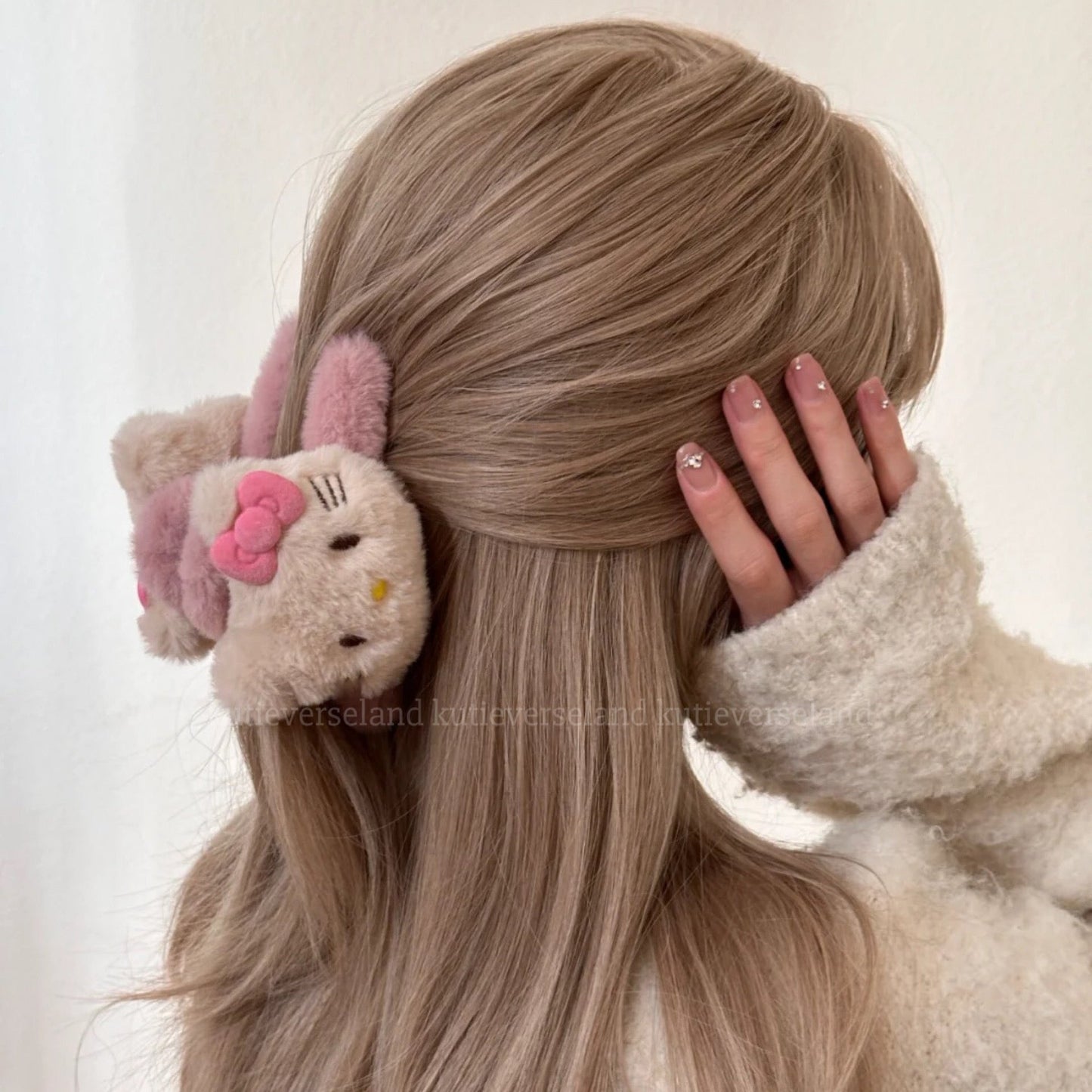 Cute Cartoon Cat KTY Handmade Fluffy Hair Claw Clip