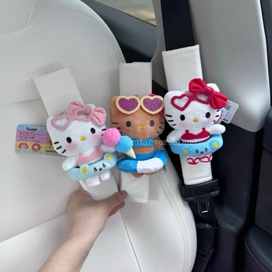 Coquette Cute Cartoon Cat KTY Fluffy Handmade Seat Belt Shoulder Pads